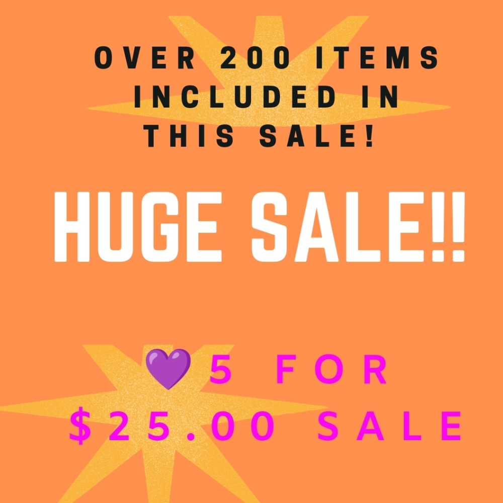 💜💜5 items for $25.00! 200+ name brand items to choose from!!! Look for the 💜